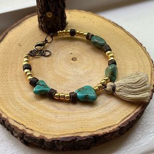 Genuine turquoise tassel bracelet